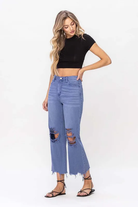 90s Vintage Crop Flare Jeans - Indigo