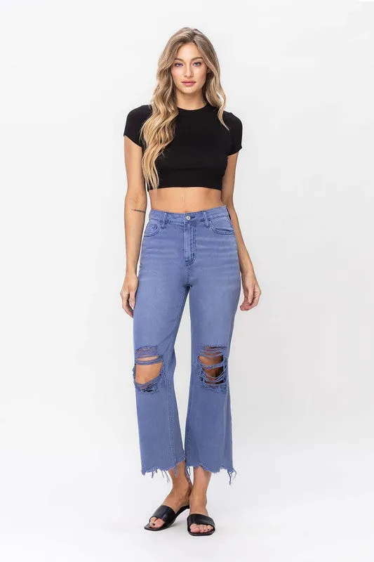 90s Vintage Crop Flare Jeans - Indigo