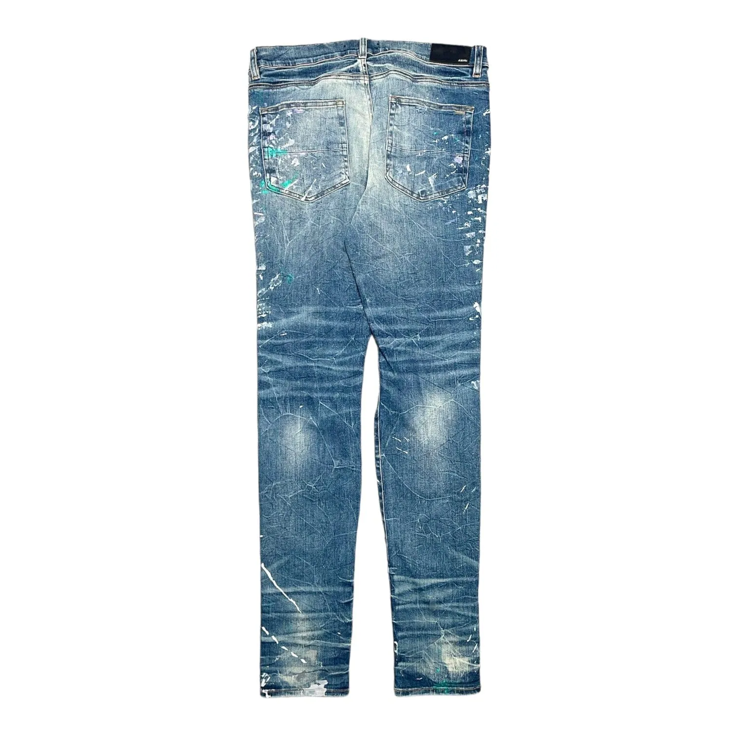 Amiri Distressed Paint Splatter Jeans Medium Crafted Indigo Pre-Owned