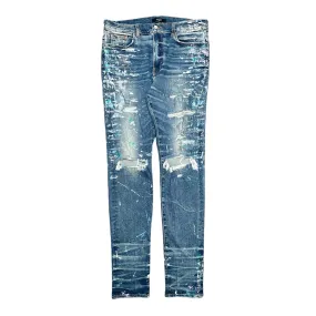 Amiri Distressed Paint Splatter Jeans Medium Crafted Indigo Pre-Owned