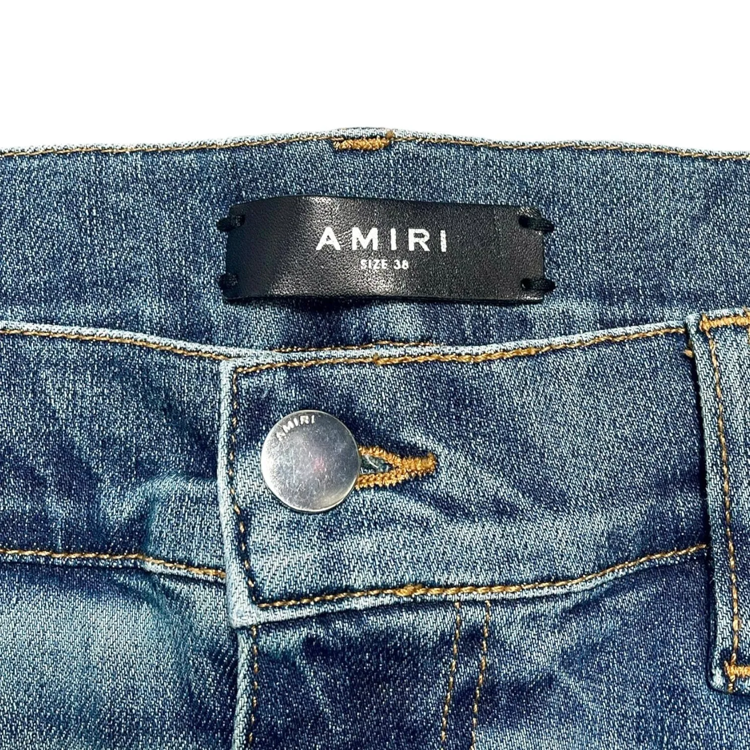 Amiri Distressed Paint Splatter Jeans Medium Crafted Indigo Pre-Owned