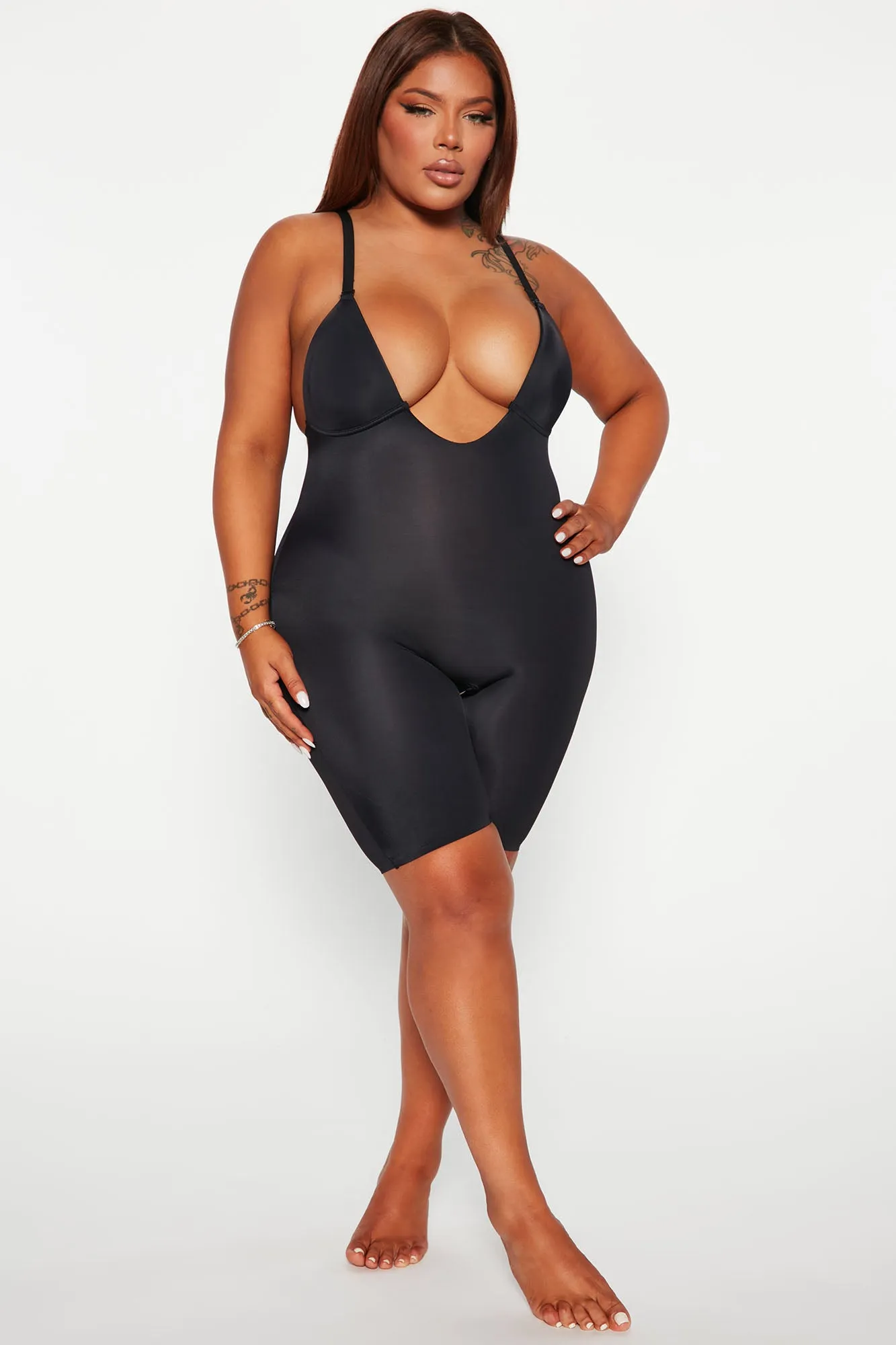 Angel Shape Sculpting Plunge Shapewear Romper - Black