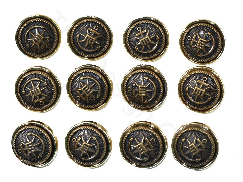 Black Dull Gold Sword Coat Buttons