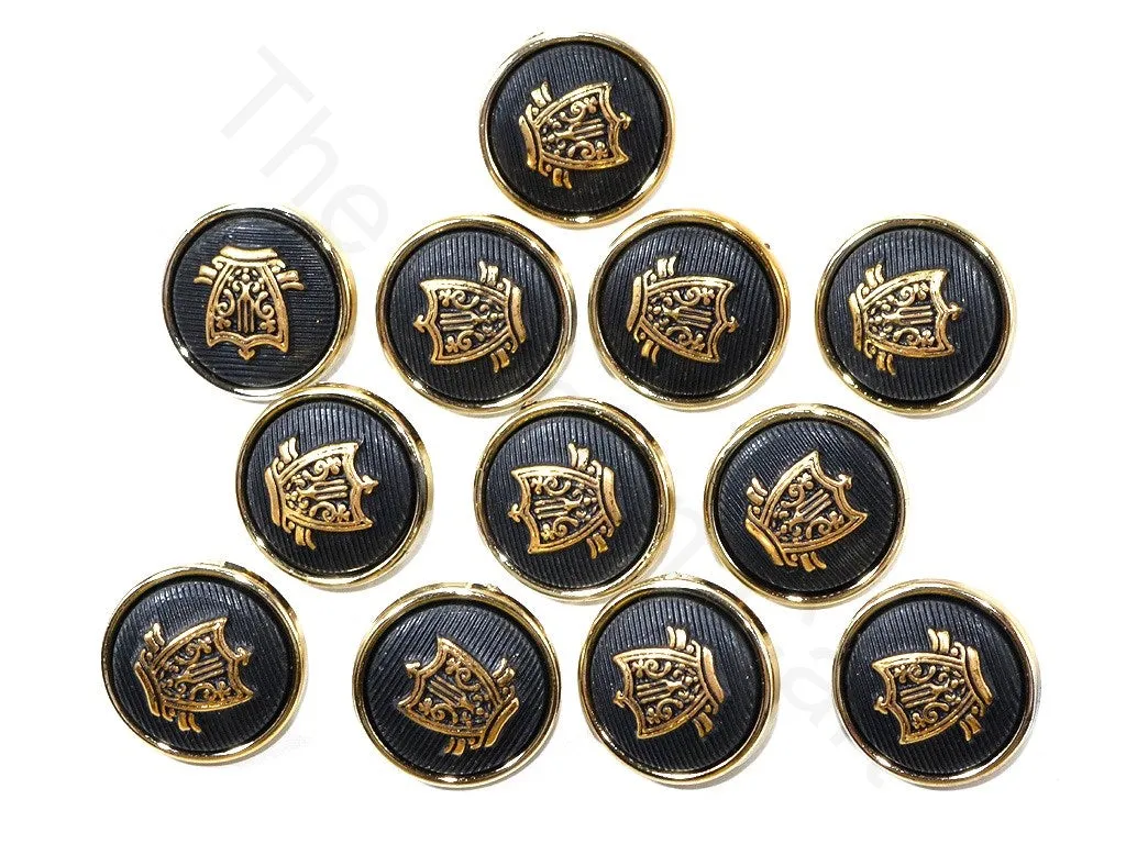 Black Gold Crest Acrylic Coat Buttons