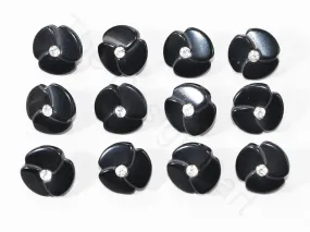 Black Plain Floral Acrylic Coat Buttons