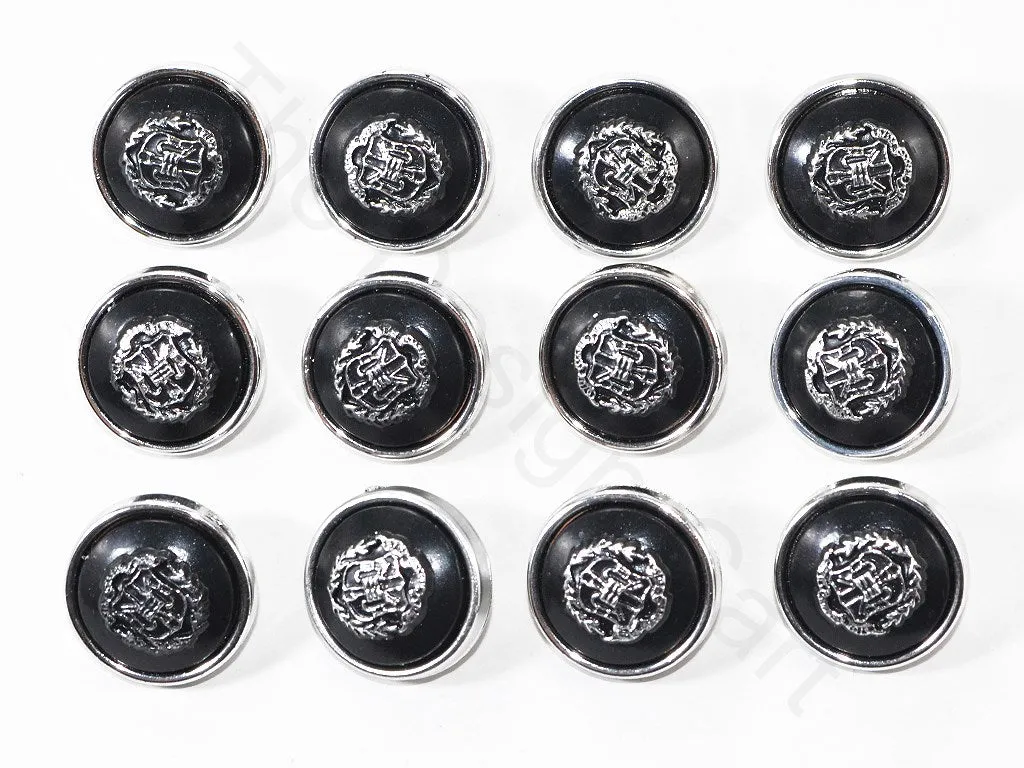 Black Silver Designer Coat Buttons