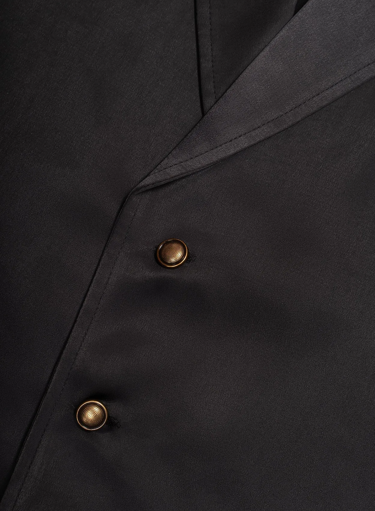 Black Single Breasted Gold Button Satin Shirt