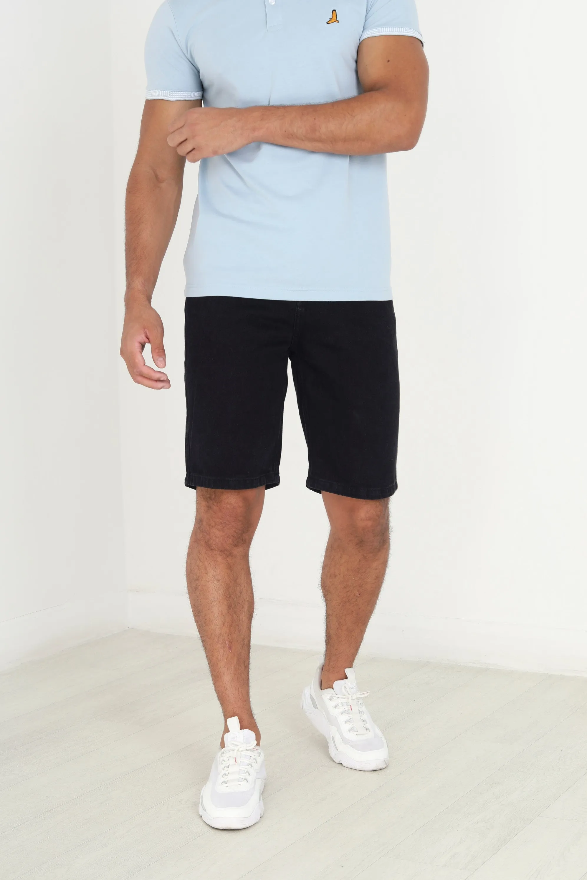 BLACK WASH LOOSE FIT DENIM SHORTS