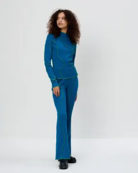 Blue Wavy Seam Trousers