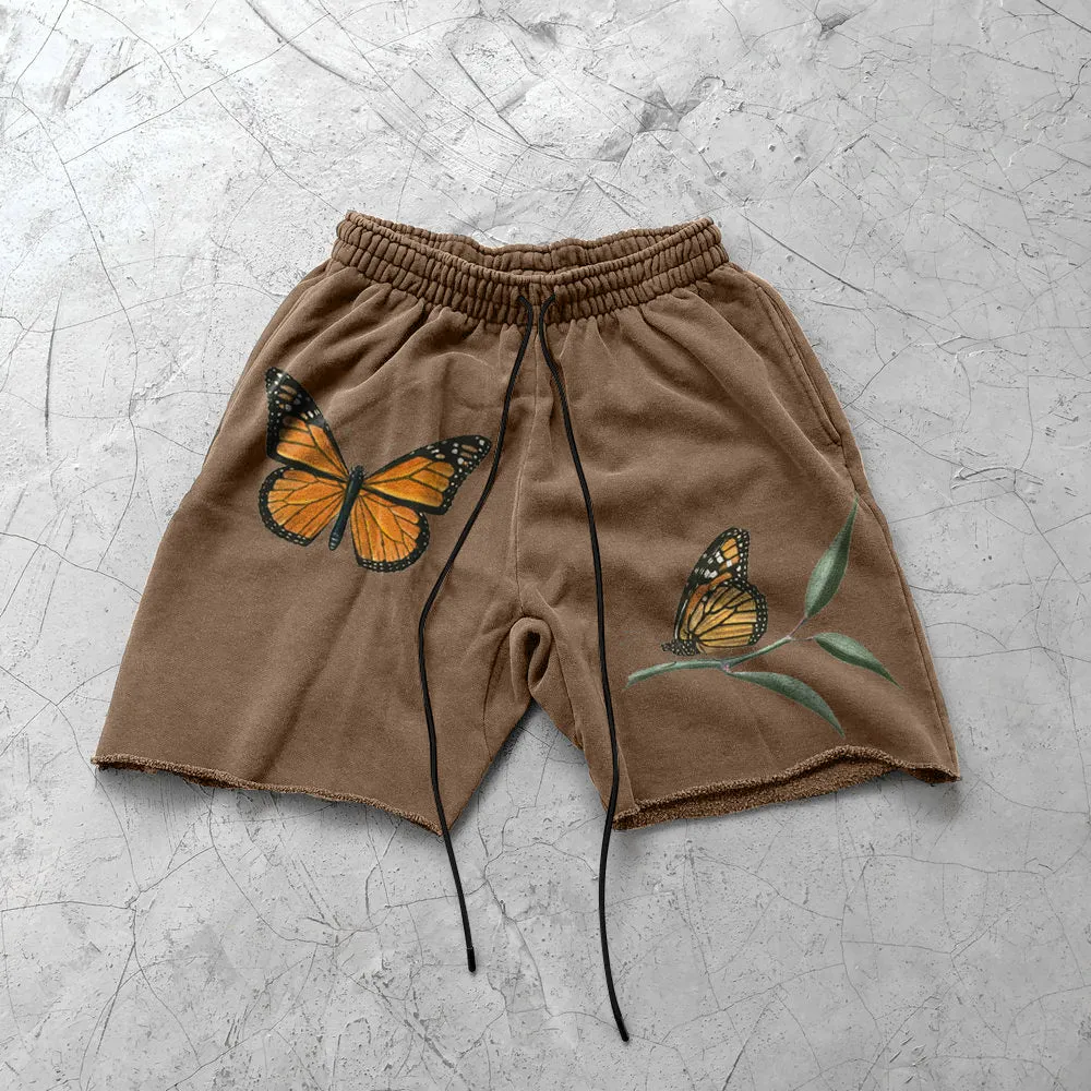 Butterfly Retro Street Style Loose Shorts