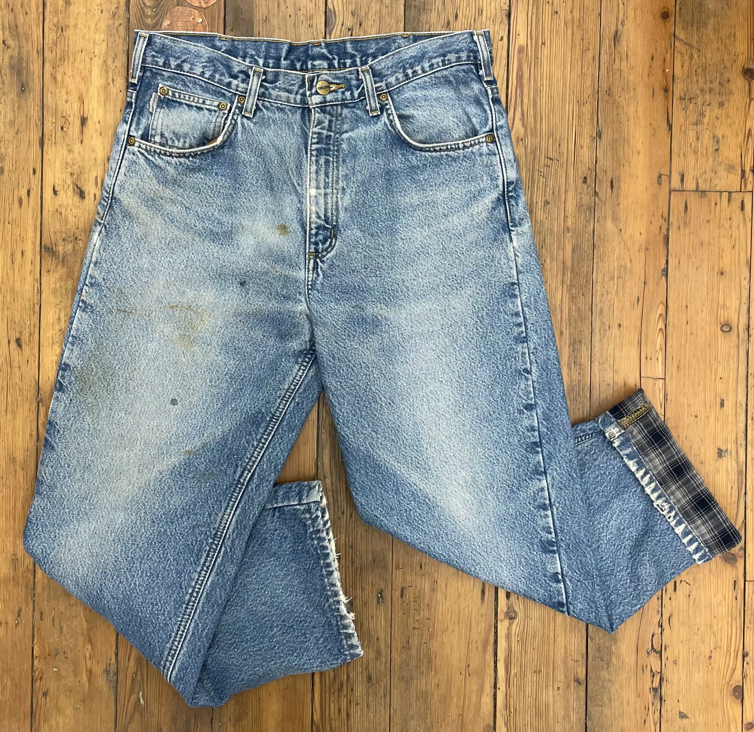 Carhartt Distressed Flannel-Lined Jeans [vintage, 32x28]