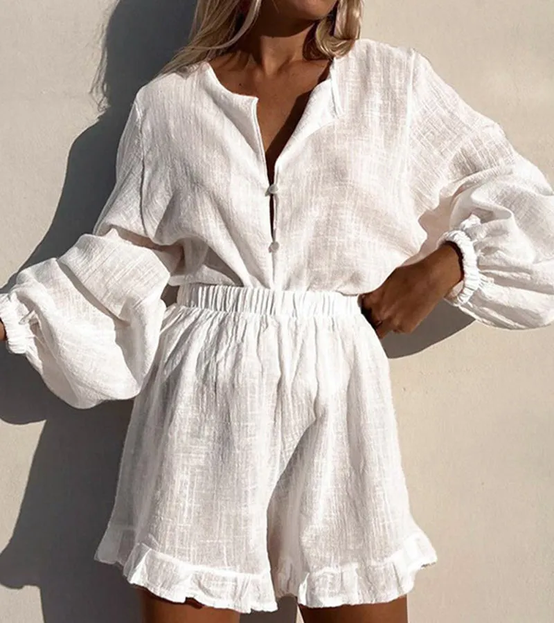 Casual Cotton Long Sleeves Two Pieces Set