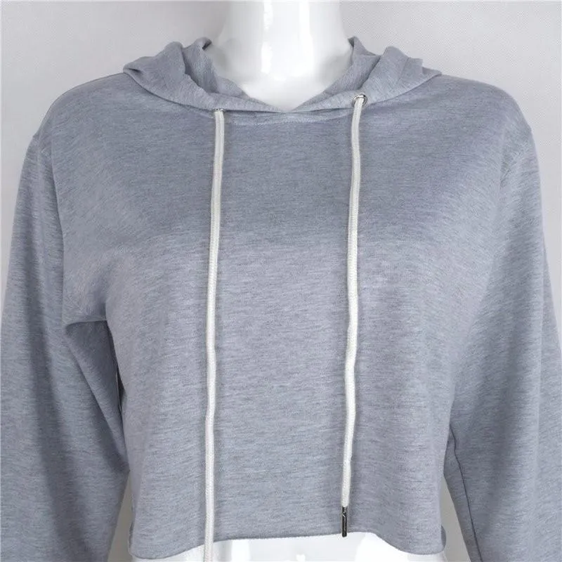 Casual Loose Hooded Crop Top