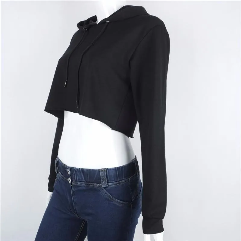 Casual Loose Hooded Crop Top