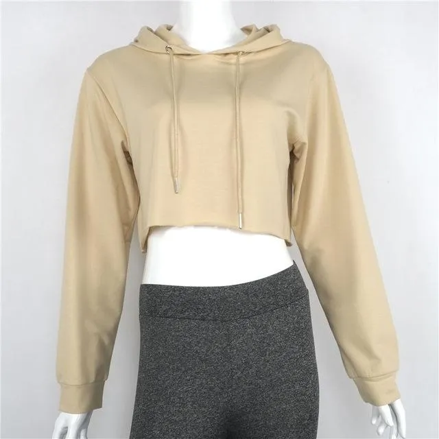 Casual Loose Hooded Crop Top