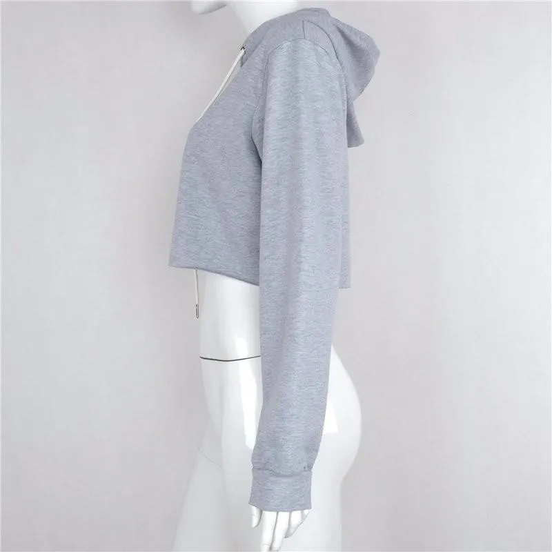 Casual Loose Hooded Crop Top