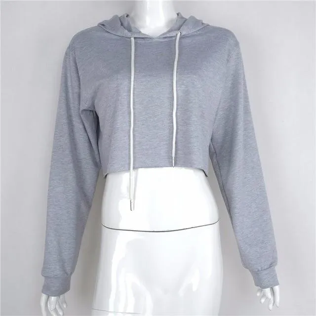 Casual Loose Hooded Crop Top