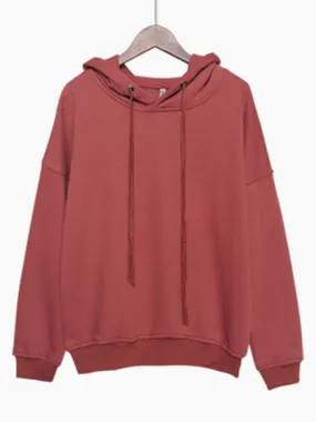 Casual Pure Hooded Women Hoodies