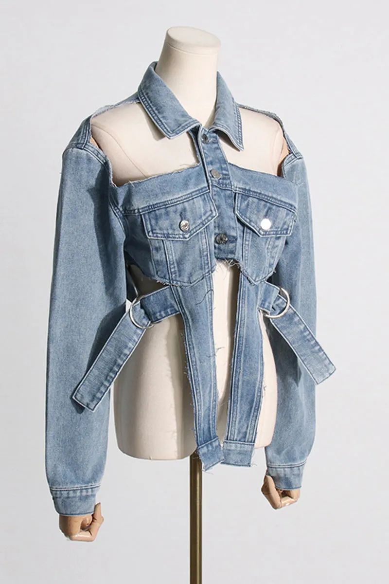 CL0212 Cutout Denim Jacket