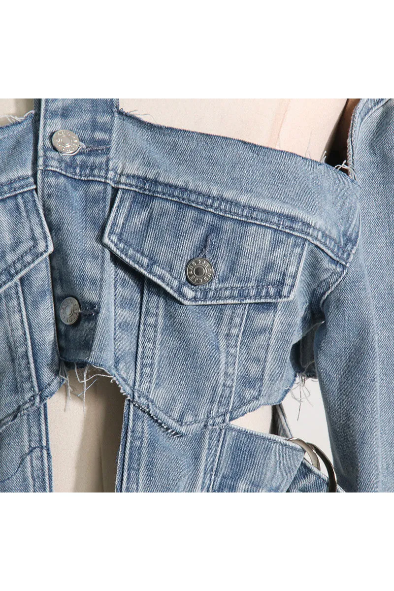 CL0212 Cutout Denim Jacket