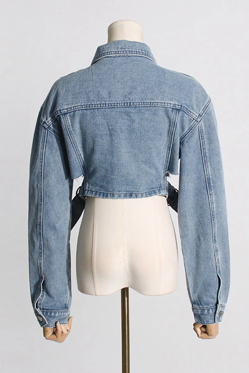 CL0212 Cutout Denim Jacket