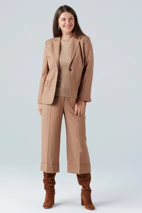 CROPPED MODERN TROUSERS IN CAMEL