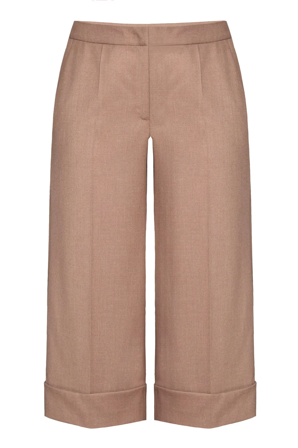 CROPPED MODERN TROUSERS IN CAMEL