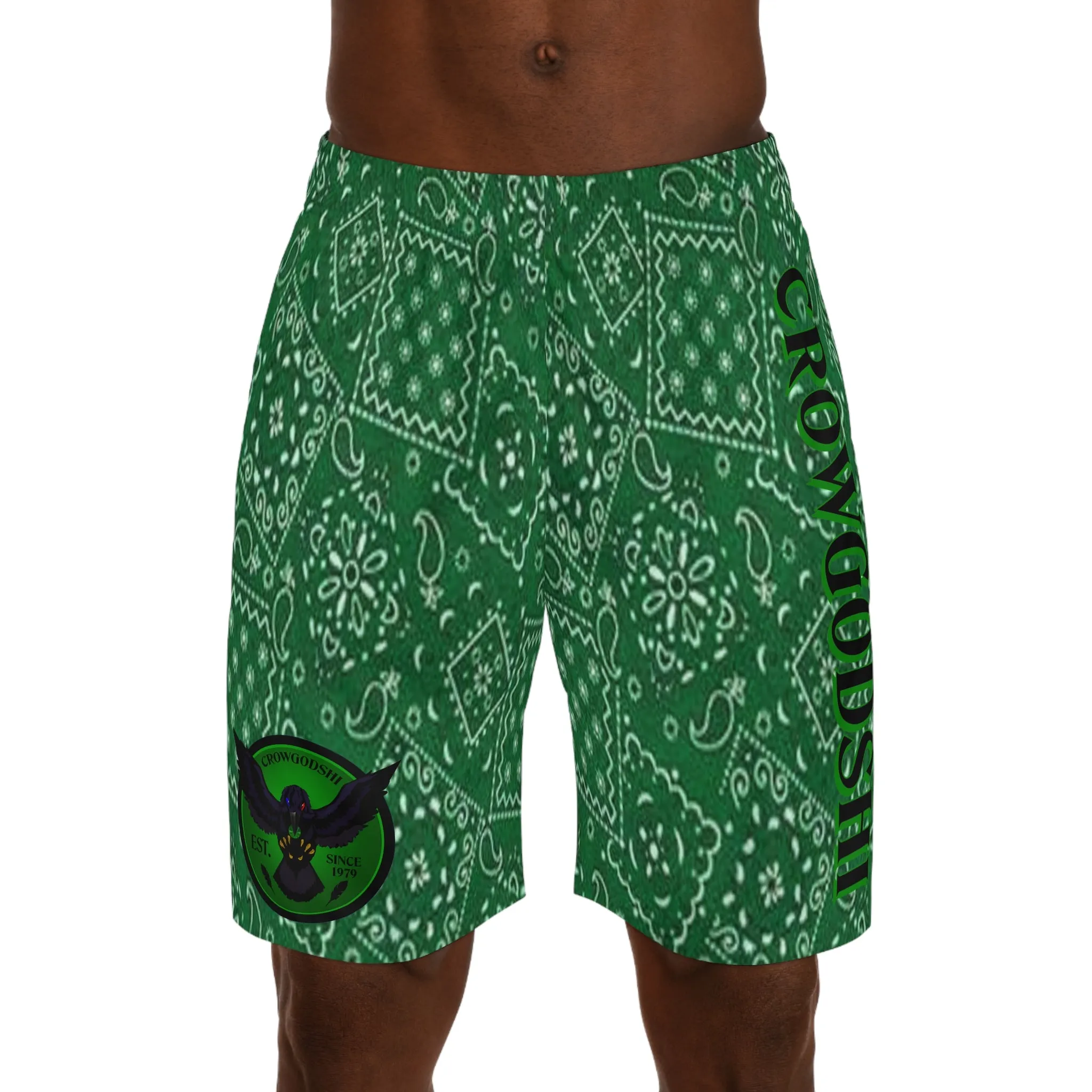 Crowgodshi Men's Green Colors Hawaiian Shorts