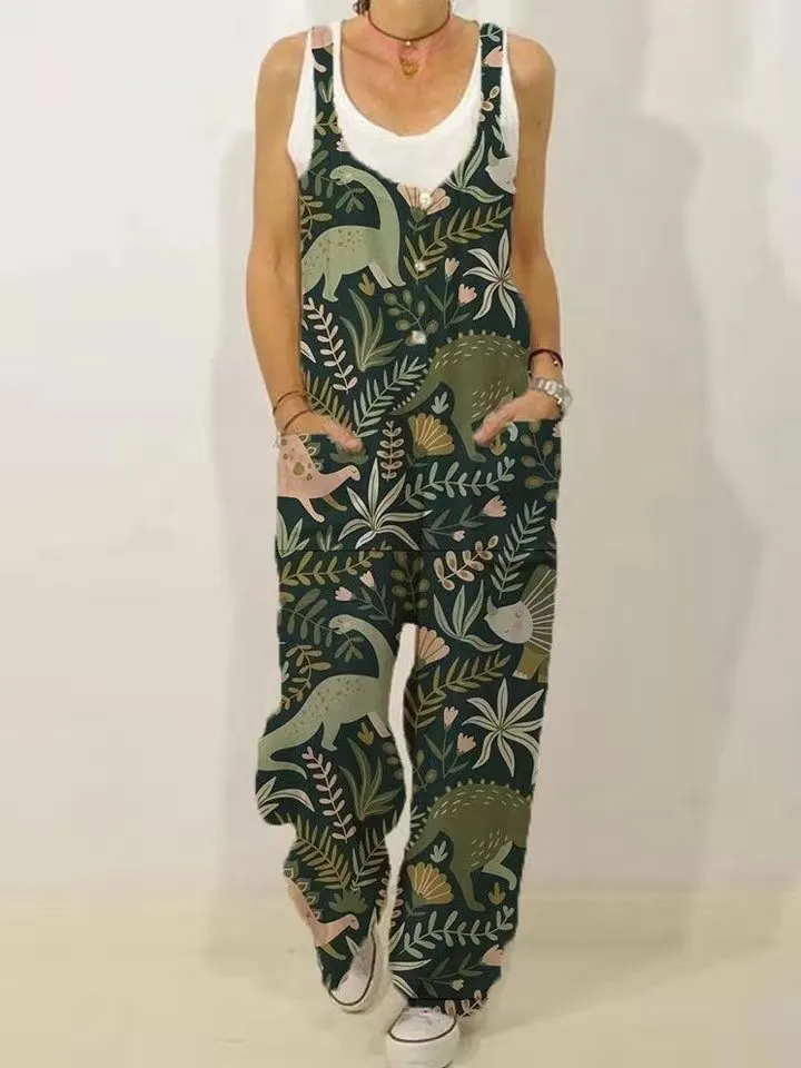 Cute animal print oversized jumpsuit