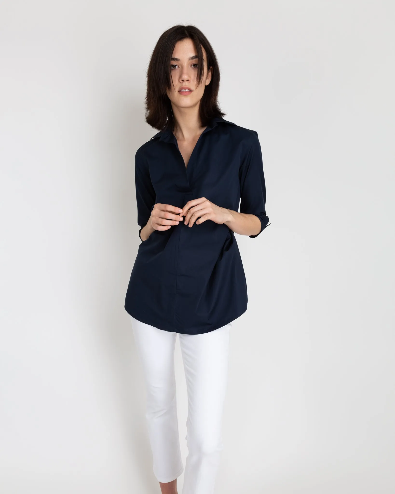 Designer Tunic in Navy Poplin