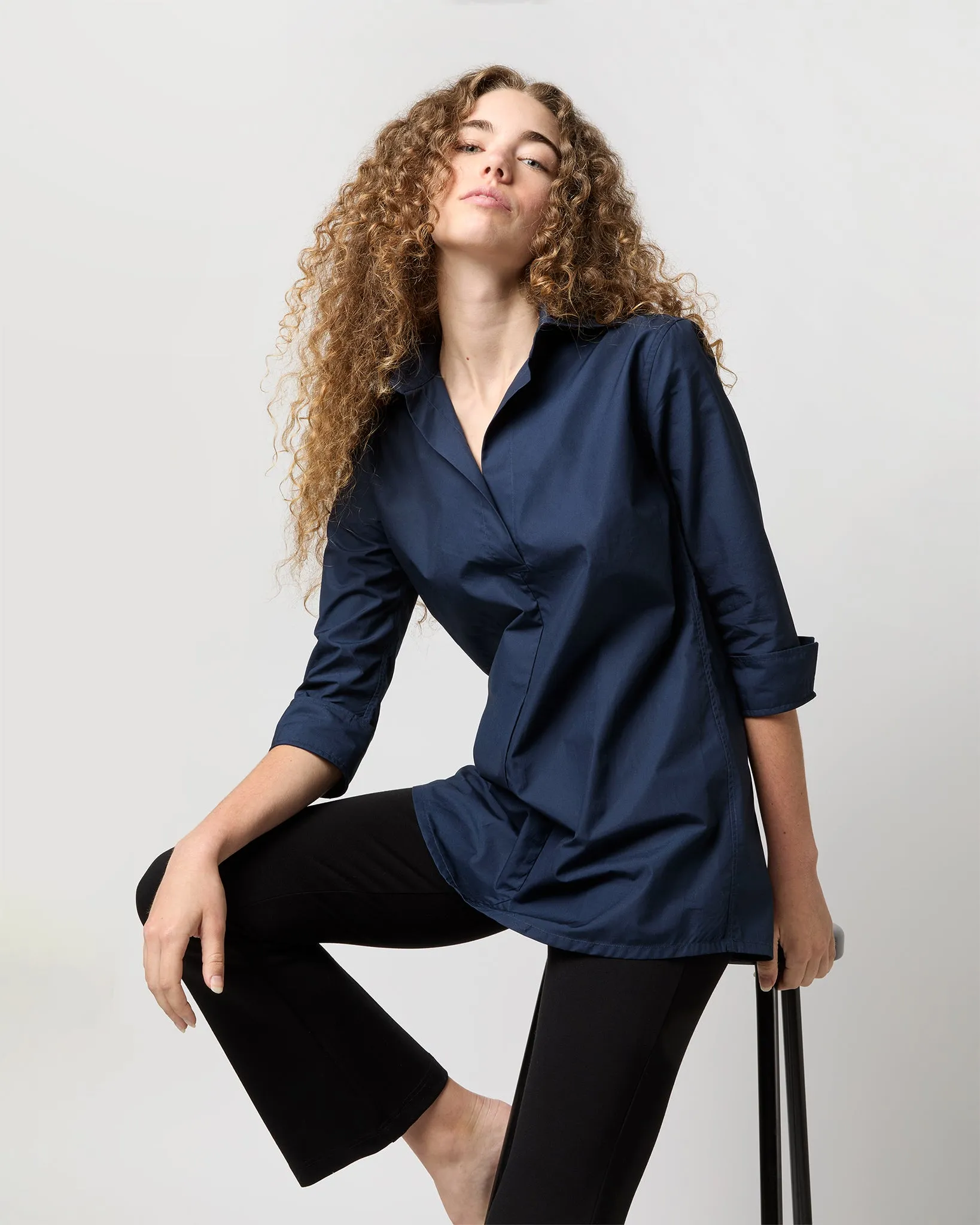 Designer Tunic in Navy Poplin