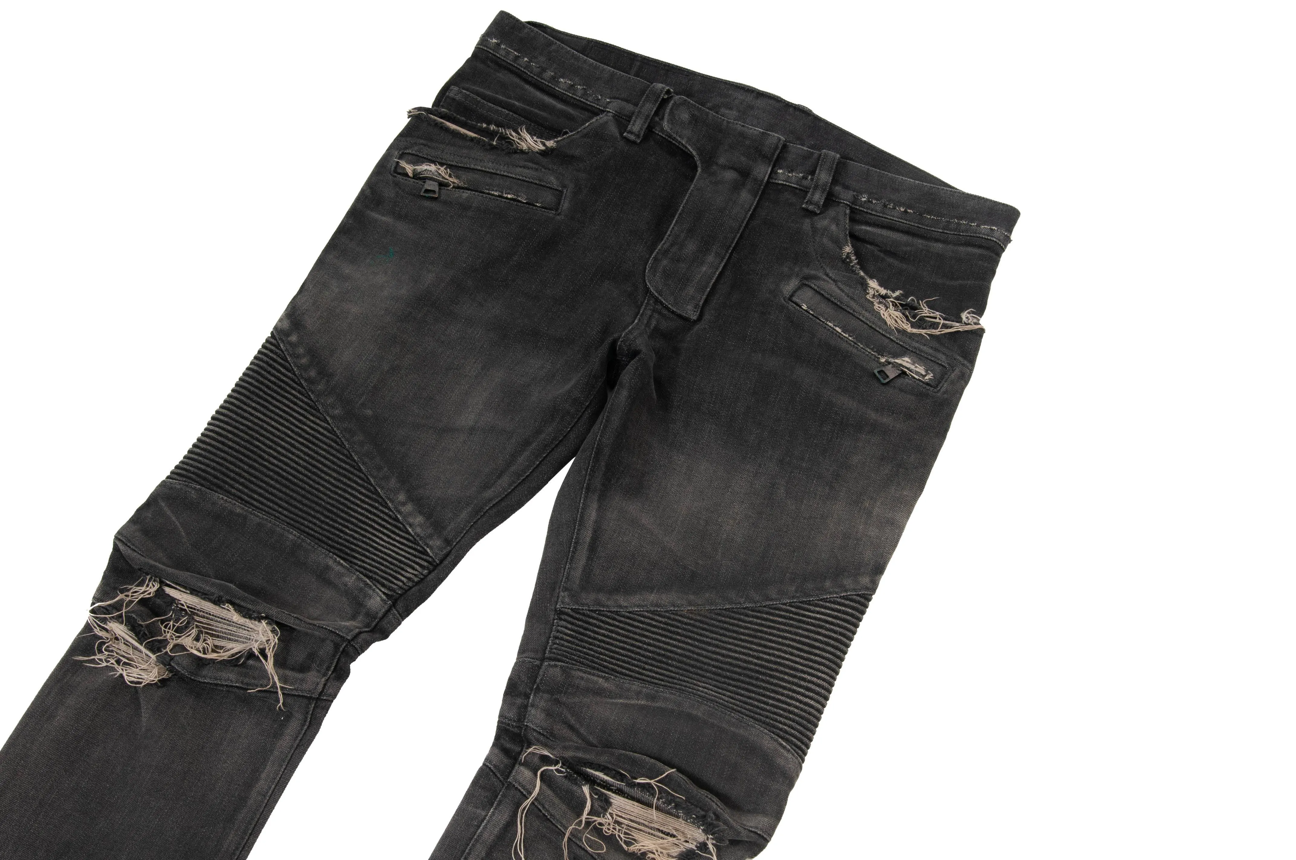 Distressed Biker Jeans (Gray)