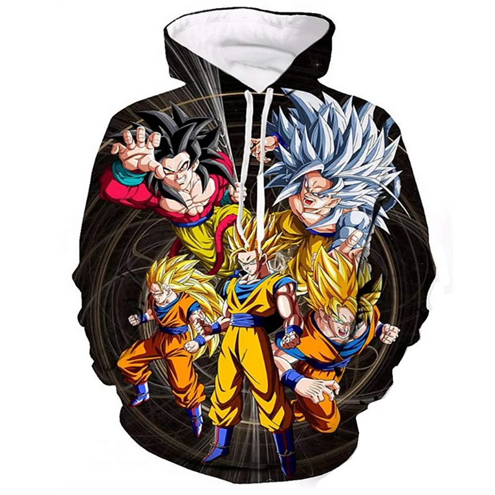 Dragon Ball Hoodie Men 3D Sweatshirts Super Saiyan Goku Printed Hooded Pullover Teen Fashion Cartoon Hoody Streetwear