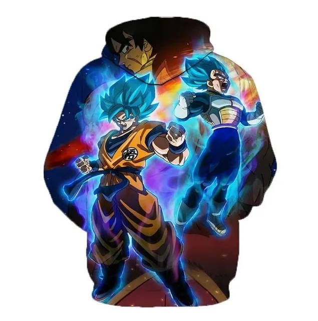 Dragon Ball Hoodie Men 3D Sweatshirts Super Saiyan Goku Printed Hooded Pullover Teen Fashion Cartoon Hoody Streetwear