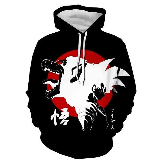 Dragon Ball Hoodie Men 3D Sweatshirts Super Saiyan Goku Printed Hooded Pullover Teen Fashion Cartoon Hoody Streetwear