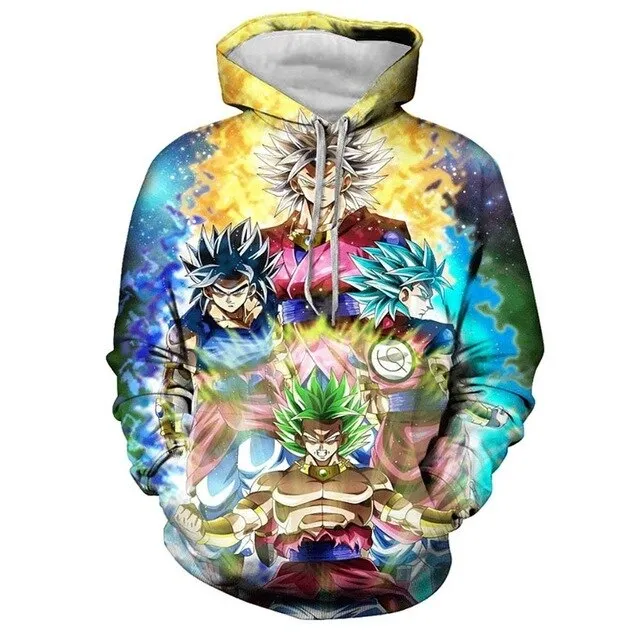 Dragon Ball Z Hoodies 3D Hooded Pullover Coats Sportswear Sweatshirt Dragonball Super Saiyan Son Goku Vegeta Outfit Outwear Tops