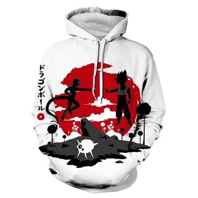 Dragon Ball Z Hoodies 3D Hooded Pullover Coats Sportswear Sweatshirt Dragonball Super Saiyan Son Goku Vegeta Outfit Outwear Tops