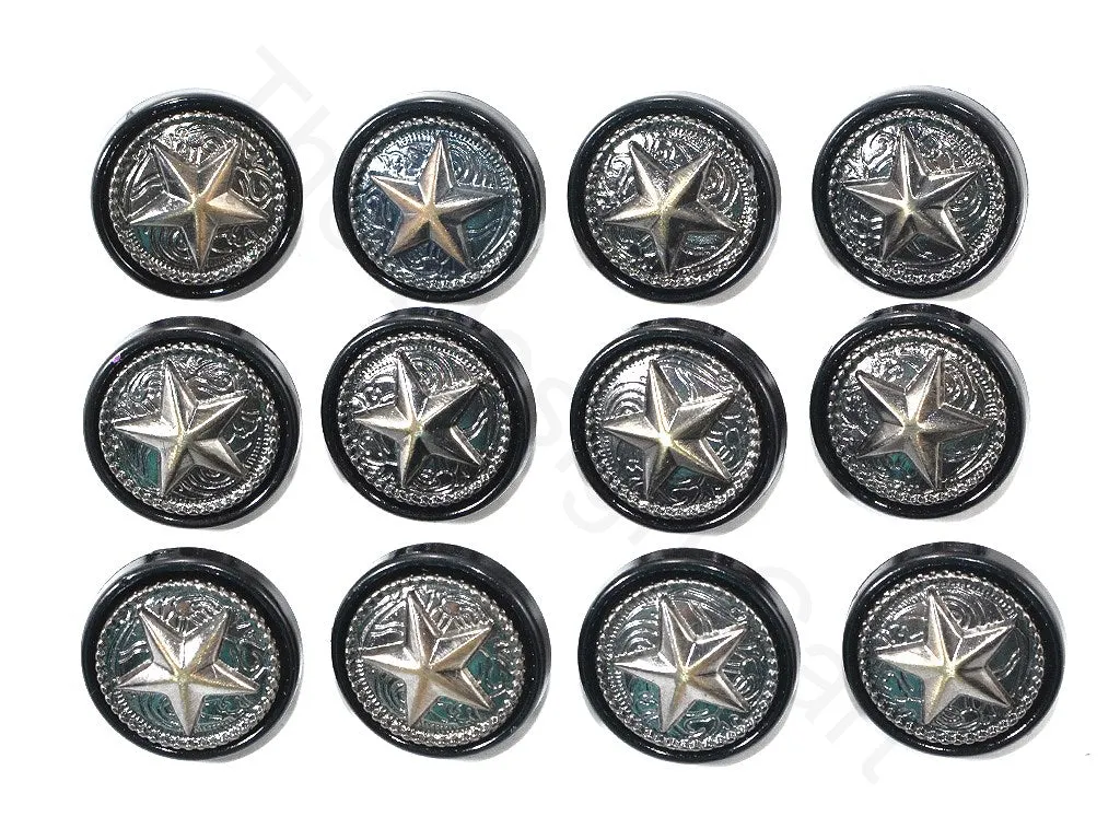 Dull Silver Star Acrylic Coat Buttons