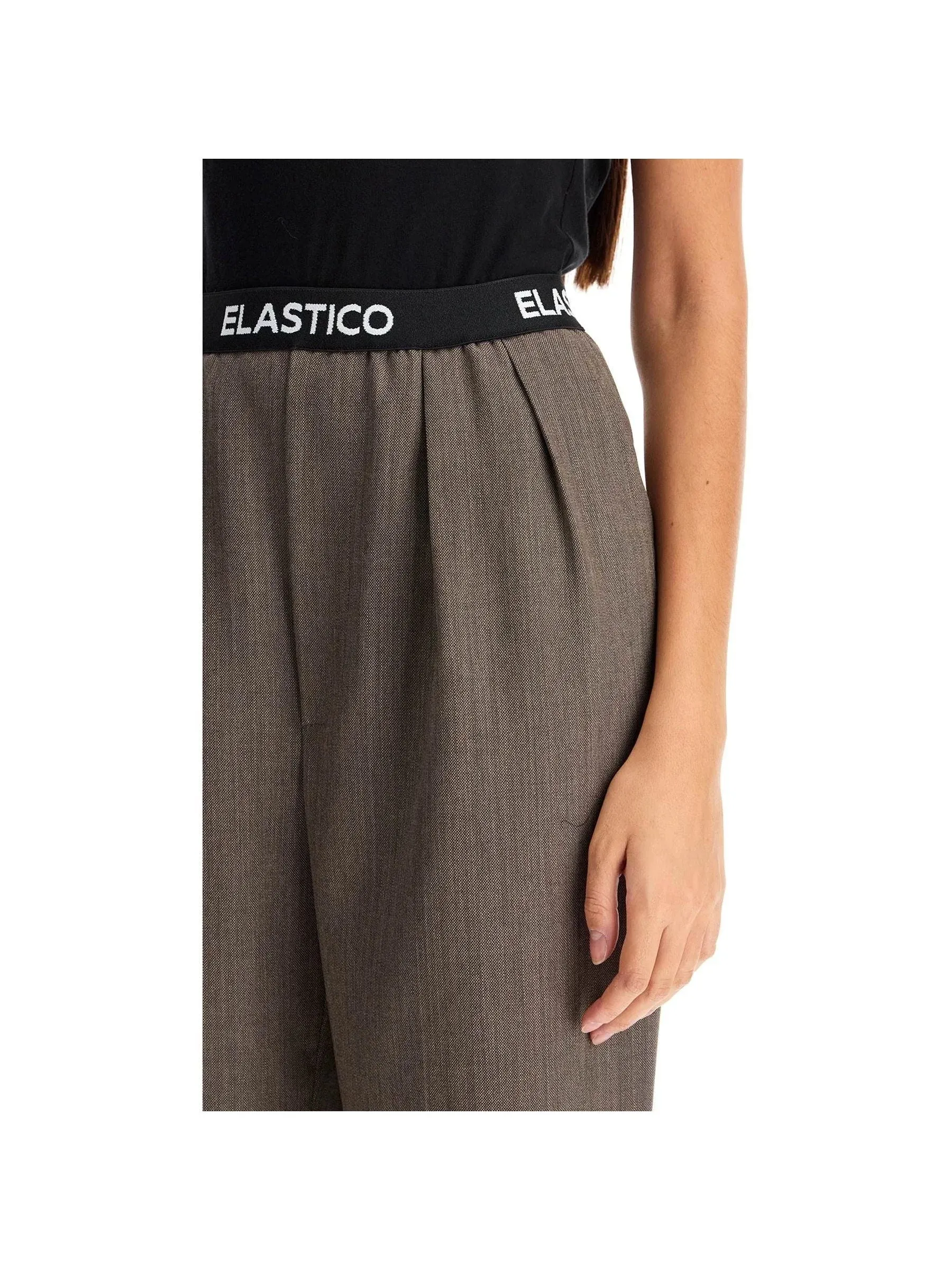 Elastic Waistband Wool Trousers