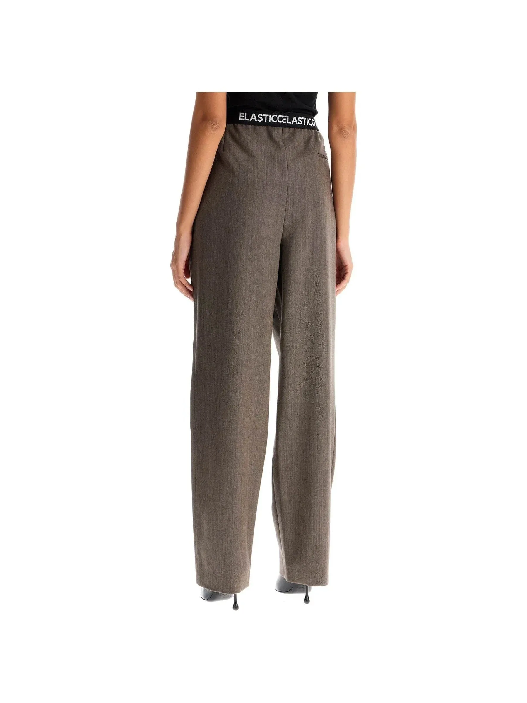 Elastic Waistband Wool Trousers