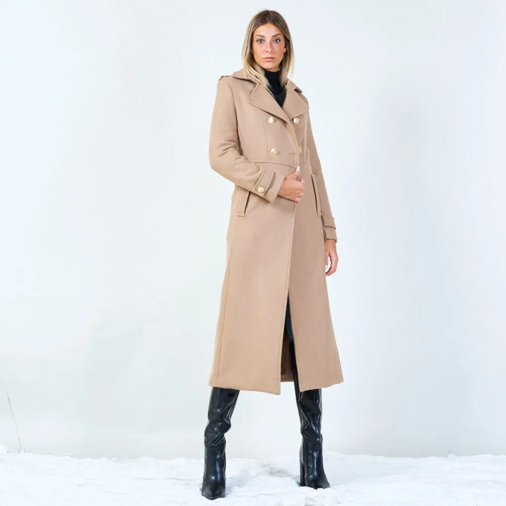 Elegant double-breasted long coat wholesale