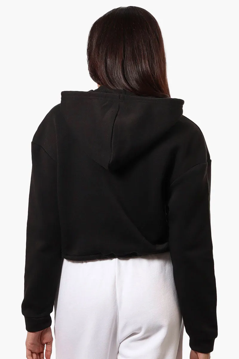 Fahrenheit Cropped Front Flap Pocket Hoodie - Black