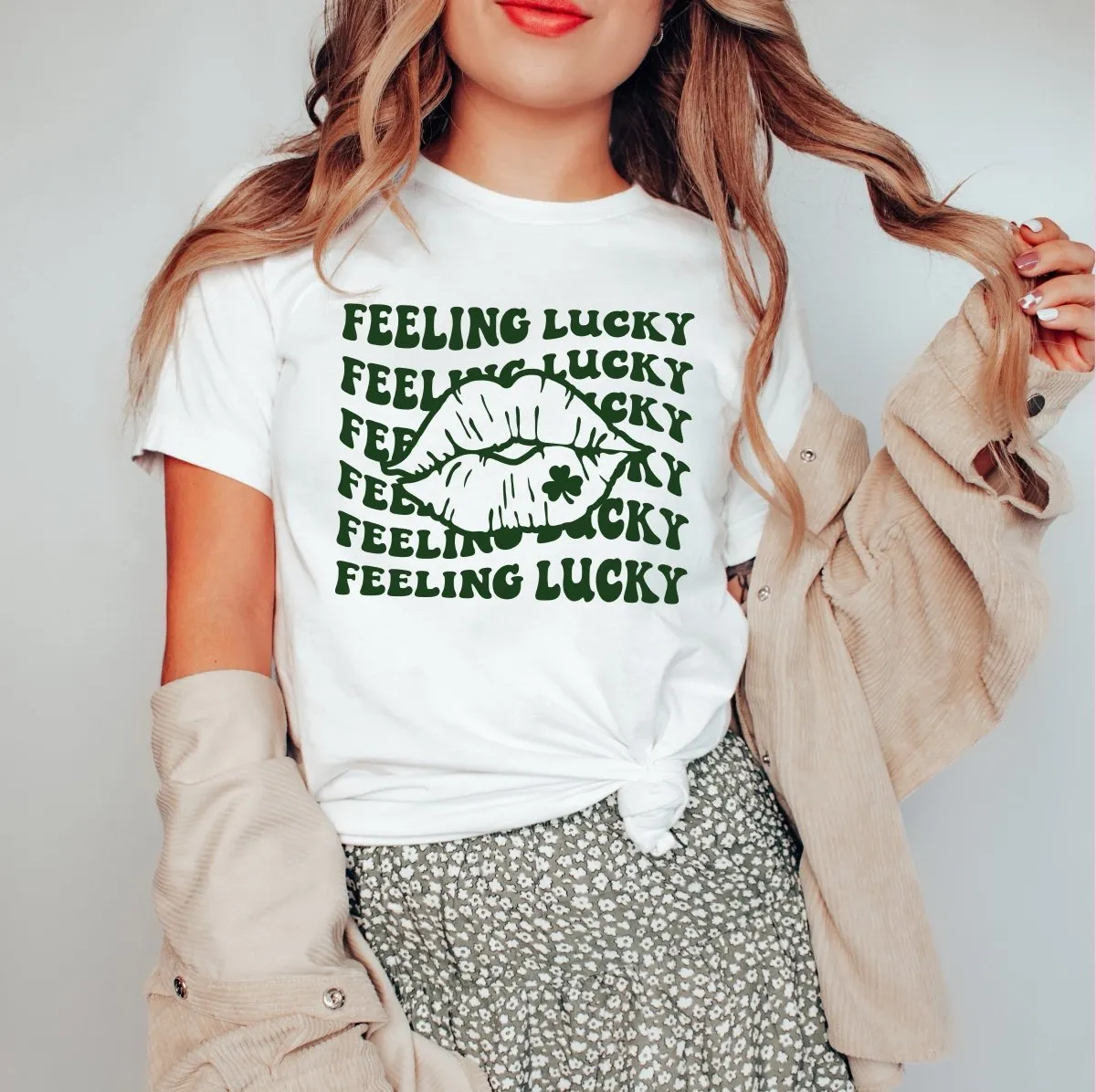 Feeling Lucky Lips Green Tee