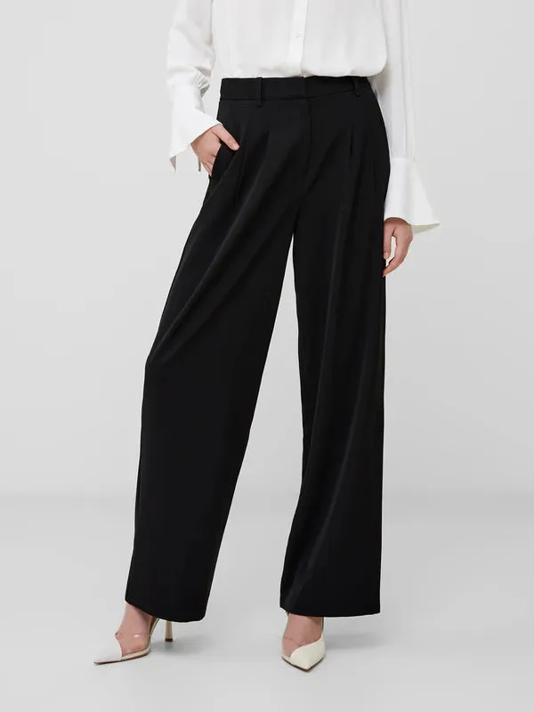 French Connection Harrie Suiting Wide Leg Trousers-Blackout-74XAJ