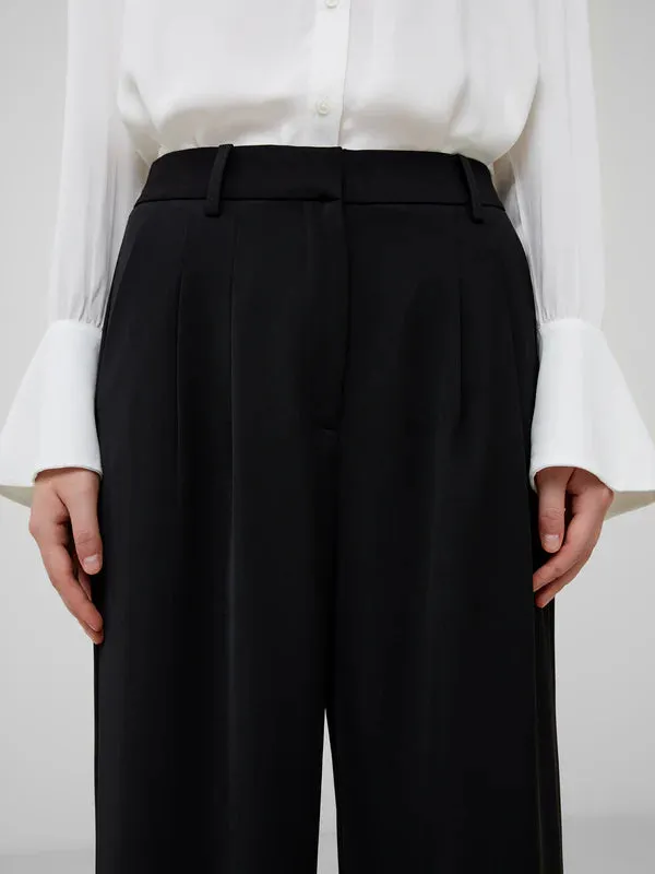 French Connection Harrie Suiting Wide Leg Trousers-Blackout-74XAJ