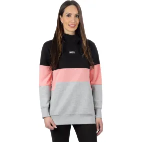 FXR  Womens Stripe Pullover Hoodie Heavyweight Phone Pocket Black Muted Melon