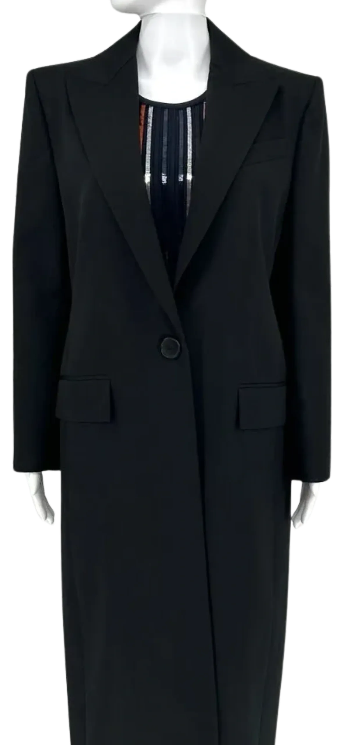 Givenchy Black Wool Gabrdine peaked lapel structured blazer style jacket/coat - Size 42