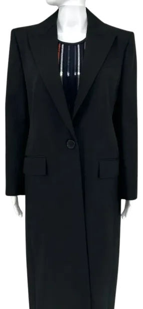 Givenchy Black Wool Gabrdine peaked lapel structured blazer style jacket/coat - Size 42