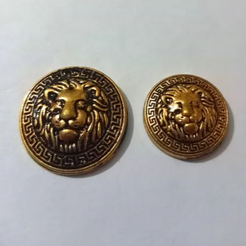 Golden Black Lion Face Designer Metal Buttons