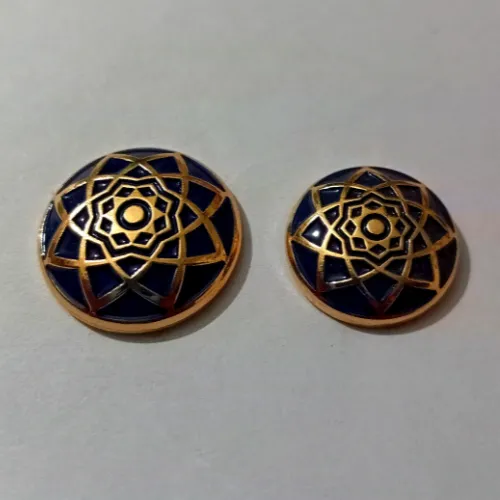 Golden Blue Traditional Design Metal Buttons